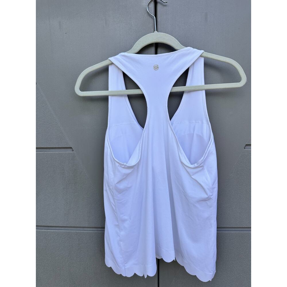 Lily Pulitzer Luxletic White Racerback Tank Top Scalloped Hem Sz L Activewear - Picture 9 of 12